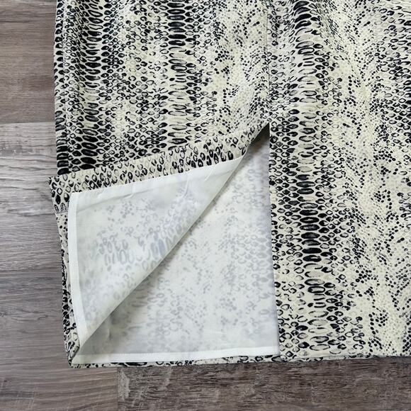 Likely Snakeskin Bodycon Dress Beige Black Midi Racerback Date Night Size 2 - Picture 3 of 13